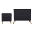 Avira Mid-Century Modern 2-Piece Dresser and Nightstand in Black