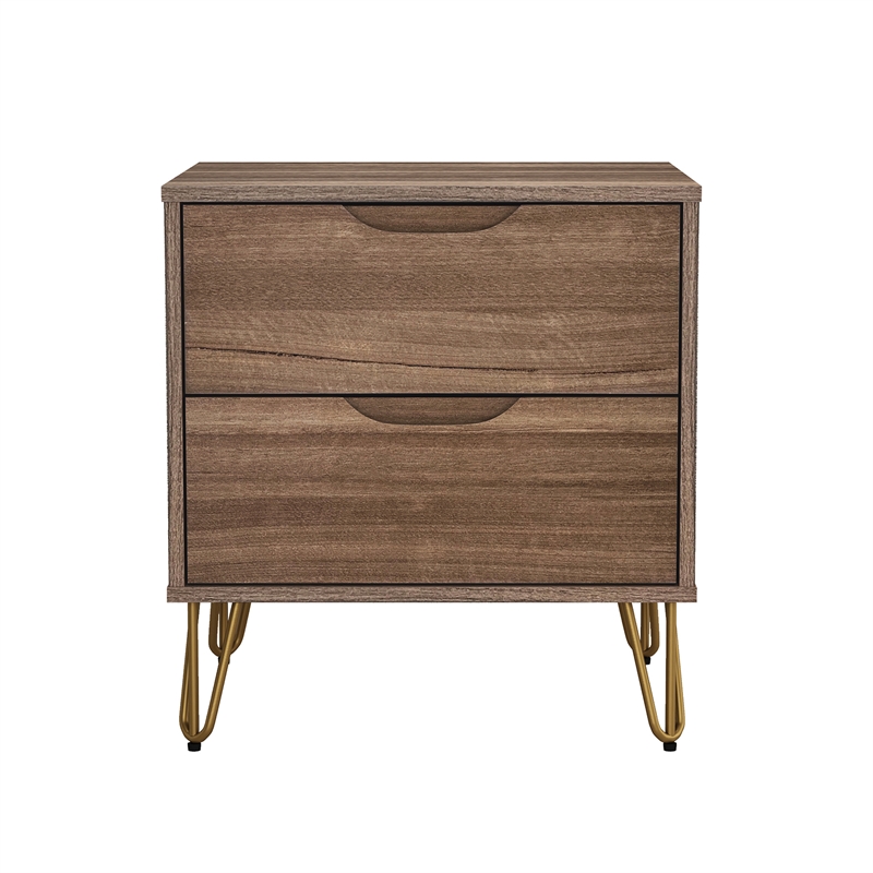 Avira Mid-Century Modern 2-Piece Dresser and Nightstand in Brown