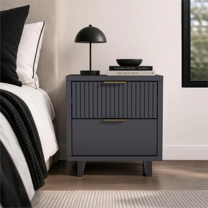 Elara Contemporary 2-Piece Dresser and Nightstand in Charcoal Gray