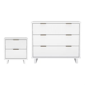 Elara Contemporary 2-Piece Dresser and Nightstand in White