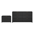 Grace Modern 2-Piece Dresser and Nightstand in Black and Gold