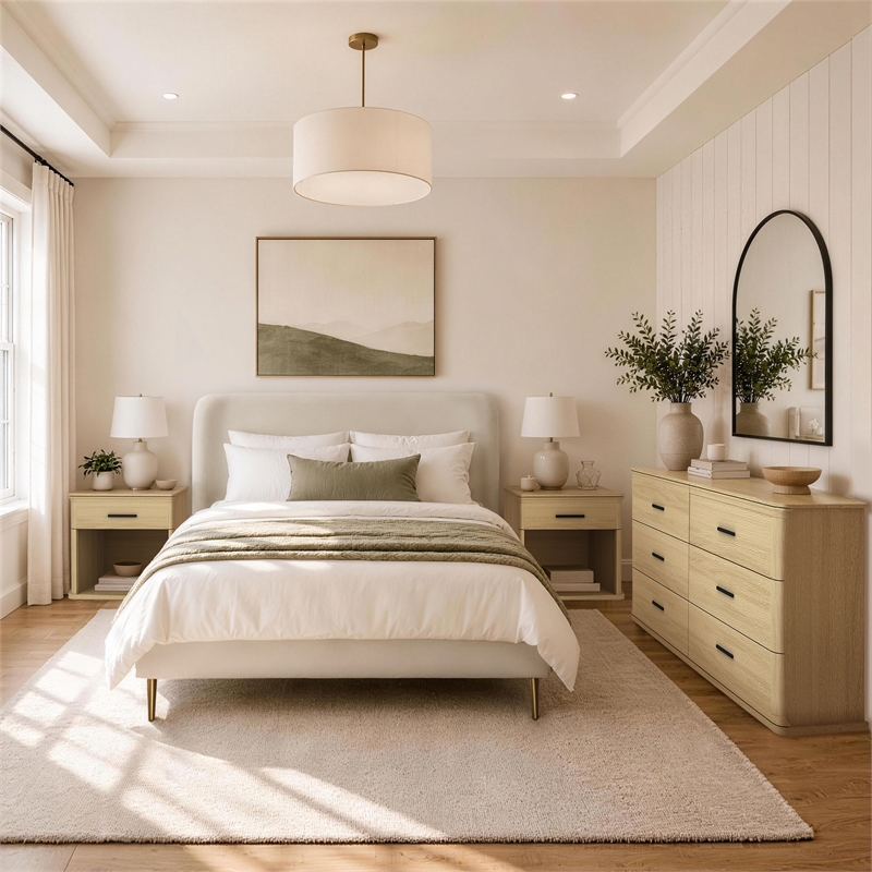 Clifford Traditional 3-Piece Dresser and Nightstand in Natural Oak