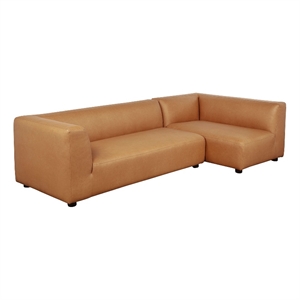 Lukas Contemporary Modern 118&quot Right-Facing 2-Piece Sectional Sofa in Camel