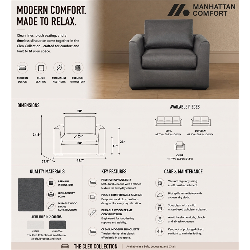 Cleo Contemporary Upholstered Accent Chair in Pewter