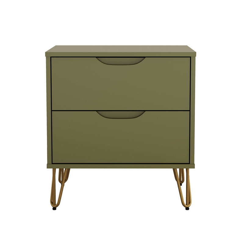Avira Mid-Century Modern 2-Piece Dresser and Nightstand in Olive Green
