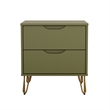 Avira Mid-Century Modern 2-Piece Dresser and Nightstand in Olive Green