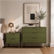Avira Mid-Century Modern 2-Piece Dresser and Nightstand in Olive Green