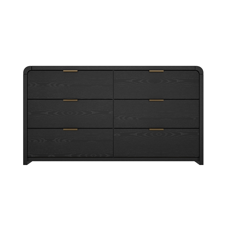 Grace Modern 3-Piece Dresser and Nightstand in Black and Gold