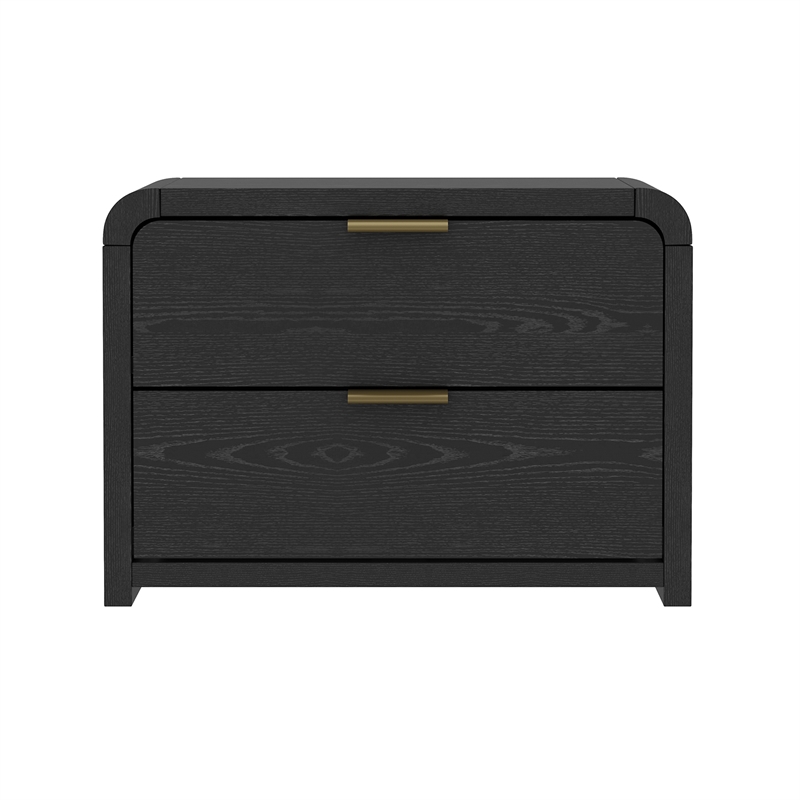 Grace Modern 3-Piece Dresser and Nightstand in Black and Gold