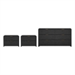 Grace Modern 3-Piece Dresser and Nightstand in Black and Gold
