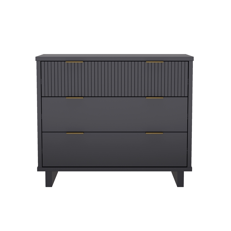 Elara Contemporary 3-Piece Dresser and Nightstand in Charcoal Gray