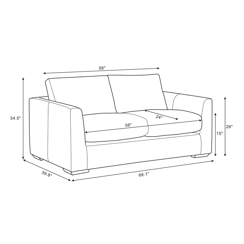Cleo Contemporary Upholstered Loveseat in Cream