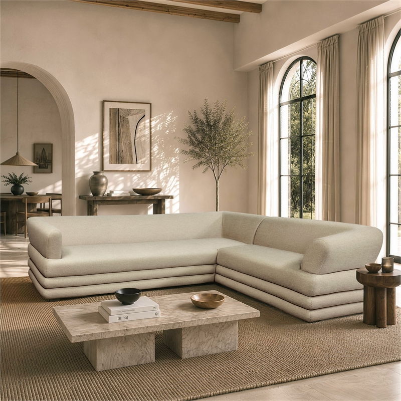 Royal Contemporary Modern 2-Piece Sectional in Natural