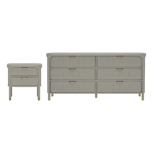 Park Contemporary 2-Piece Dresser and Nightstand in Gray