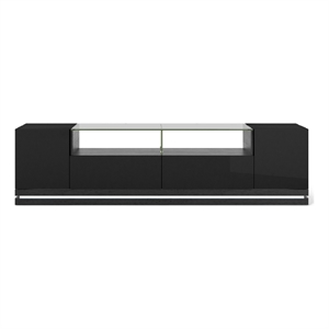 Vanderbilt Wood 85&quot TV Stand in Matte Black & Gloss