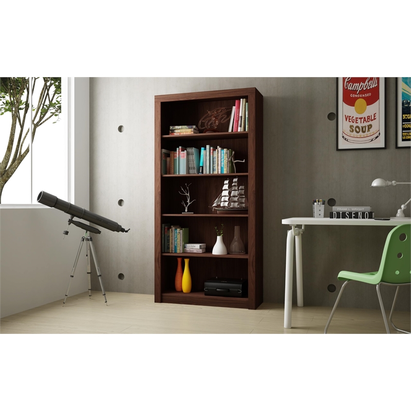 Manhattan Comfort Olinda Series 1.0 Modern 5-Shelf Wood Bookcase in White