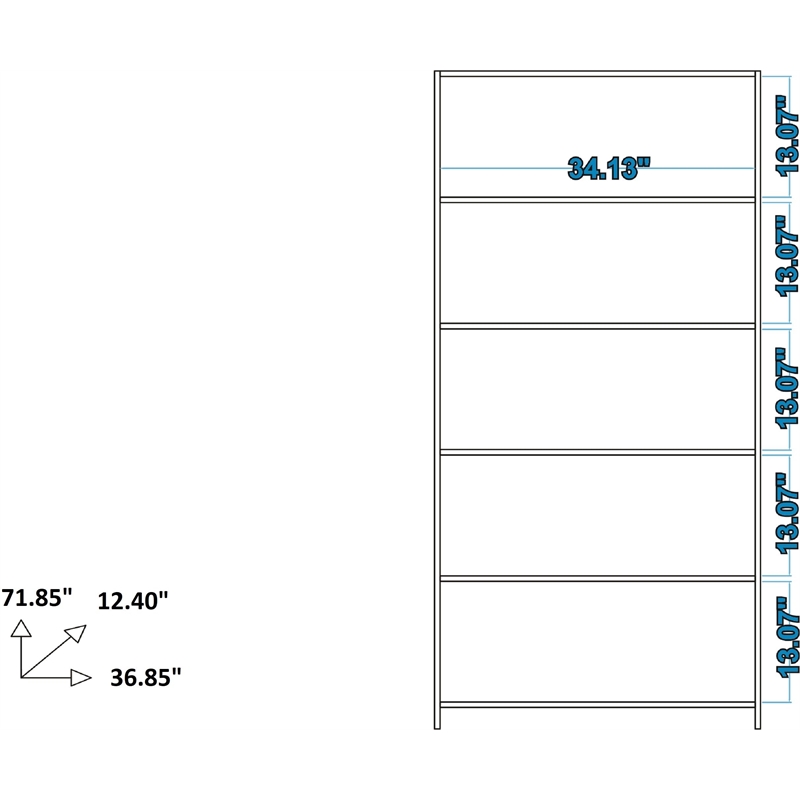 Manhattan Comfort Olinda Series 1.0 Modern 5-Shelf Wood Bookcase in White