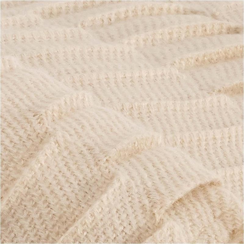 Ashley Furniture Mendez Acrylic Solid Pleated Textured Throw Blanket in Sand