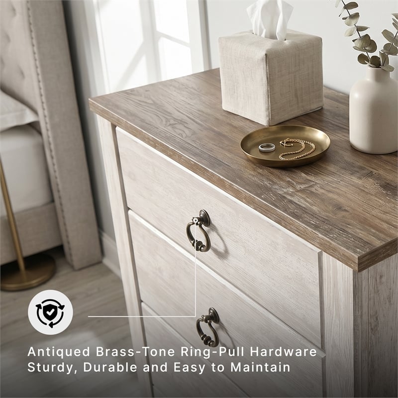 Ashley Furniture Willowton Wood 5 Drawer Chest in White Finish