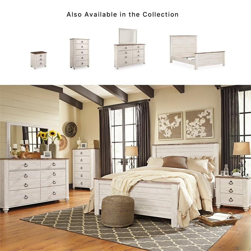 Ashley Furniture Willowton Wood 5 Drawer Chest in White Finish