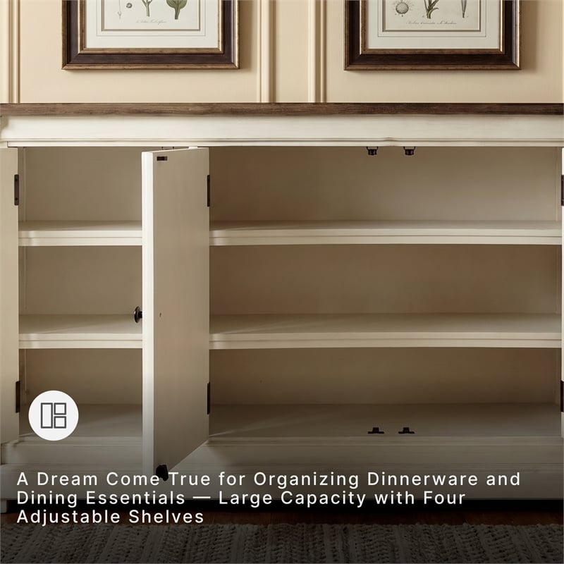 Ashley Furniture Furniture Bolanburg Server in Antique White and Weathered Oak