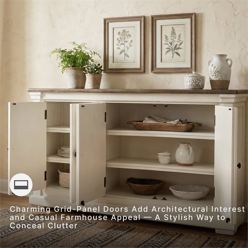 Ashley Furniture Furniture Bolanburg Server in Antique White and Weathered Oak