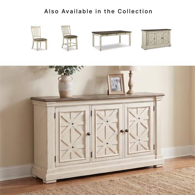 Ashley Furniture Furniture Bolanburg Server in Antique White and Weathered Oak