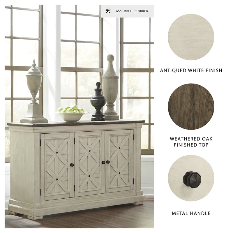 Ashley Furniture Furniture Bolanburg Server in Antique White and Weathered Oak
