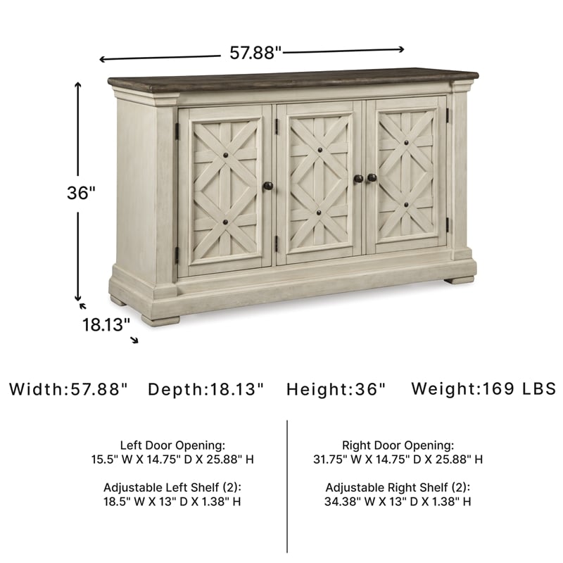 Ashley Furniture Furniture Bolanburg Server in Antique White and Weathered Oak