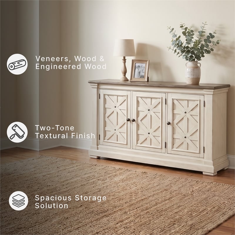 Ashley Furniture Furniture Bolanburg Server in Antique White and Weathered Oak