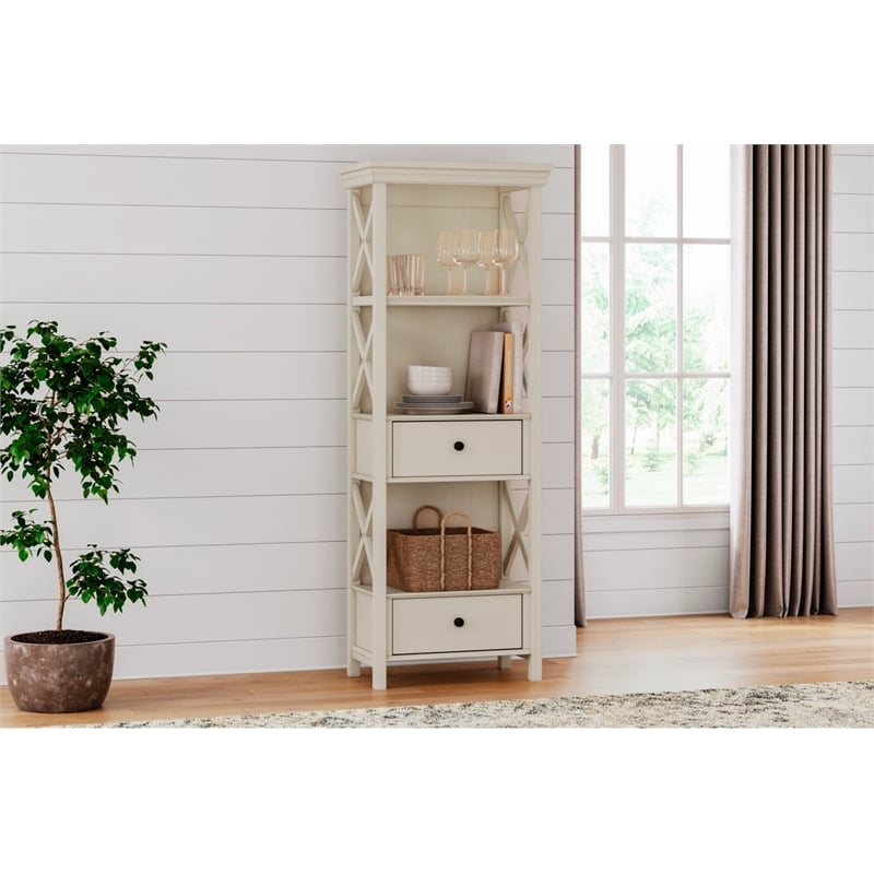 Ashley Furniture Bolanburg 3-Shelf Engineered Wood Bookcase in Antique White