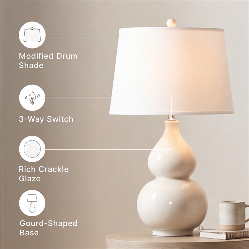 Signature Design by Ashley Saffi Ceramic Table Lamp in Cream