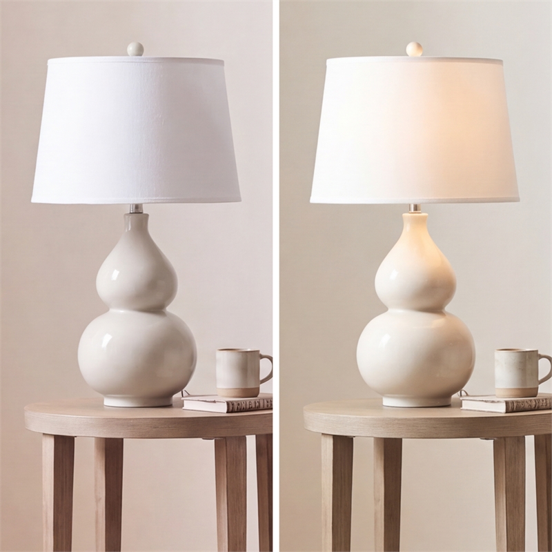 Signature Design by Ashley Saffi Ceramic Table Lamp in Cream