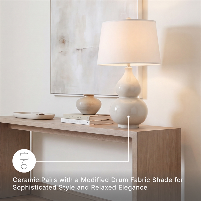 Signature Design by Ashley Saffi Ceramic Table Lamp in Cream