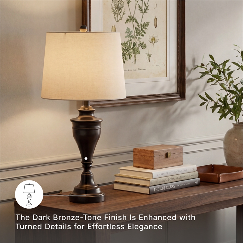 Signature Design by Ashley Darlita Metal Table Lamp in Bronze (Set of 2)