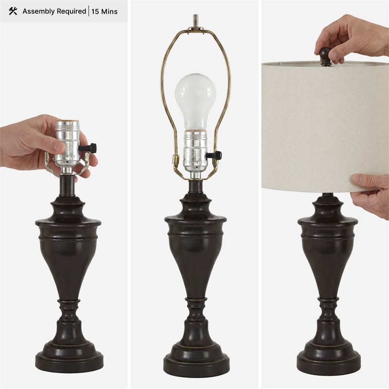 Signature Design by Ashley Darlita Metal Table Lamp in Bronze (Set of 2)