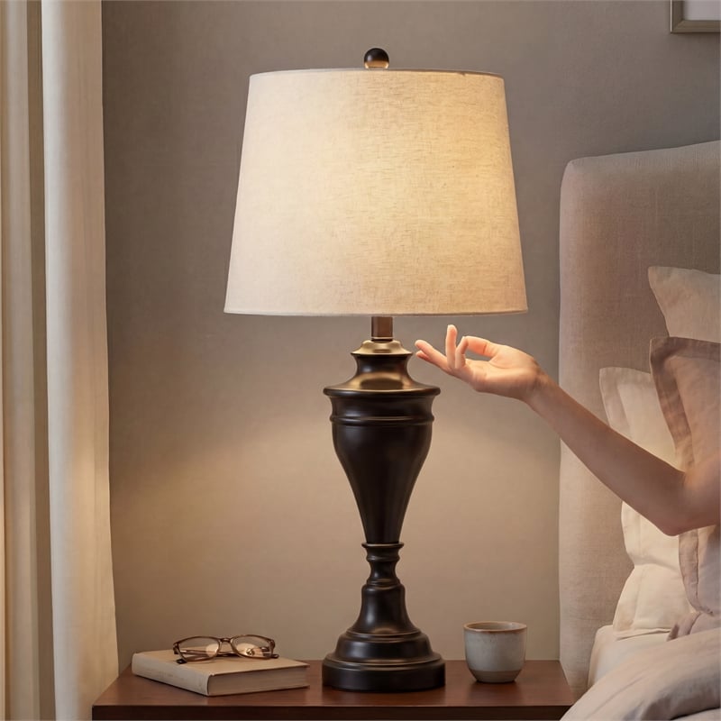Signature Design by Ashley Darlita Metal Table Lamp in Bronze (Set of 2)