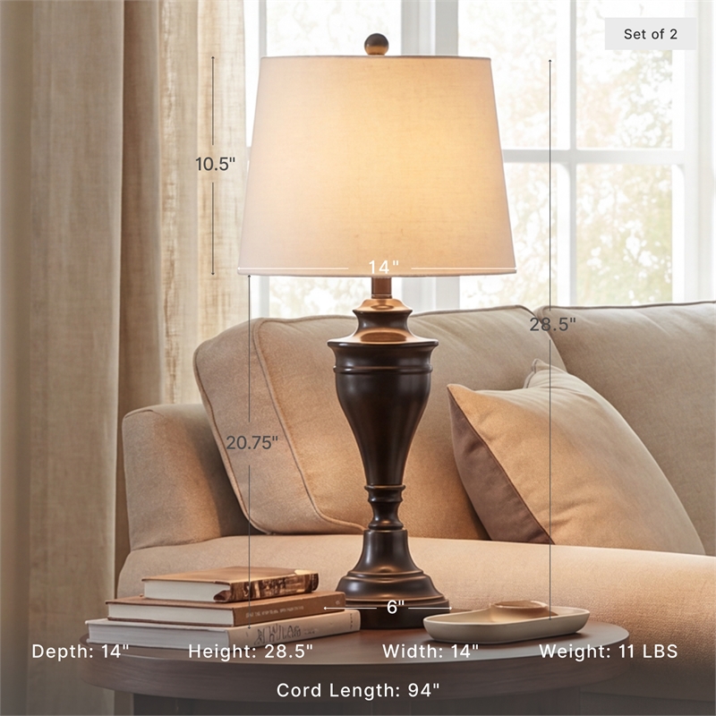 Signature Design by Ashley Darlita Metal Table Lamp in Bronze (Set of 2)