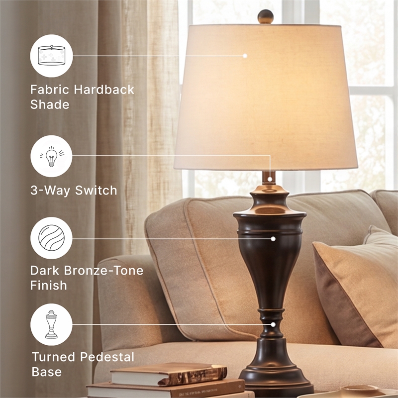 Signature Design by Ashley Darlita Metal Table Lamp in Bronze (Set of 2)