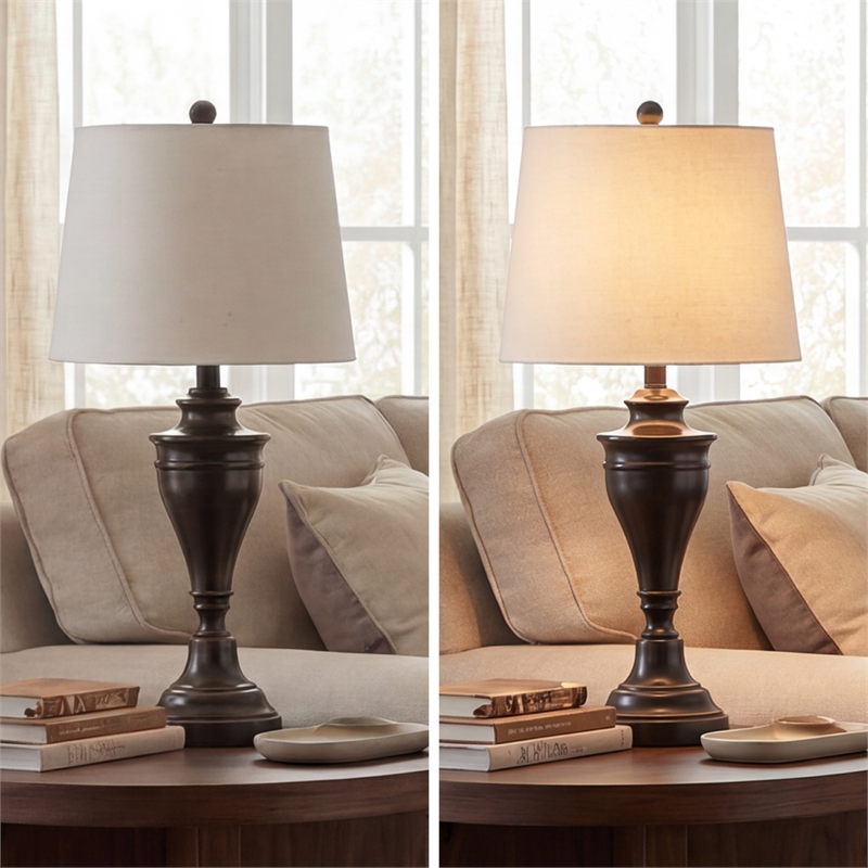 Signature Design by Ashley Darlita Metal Table Lamp in Bronze (Set of 2)