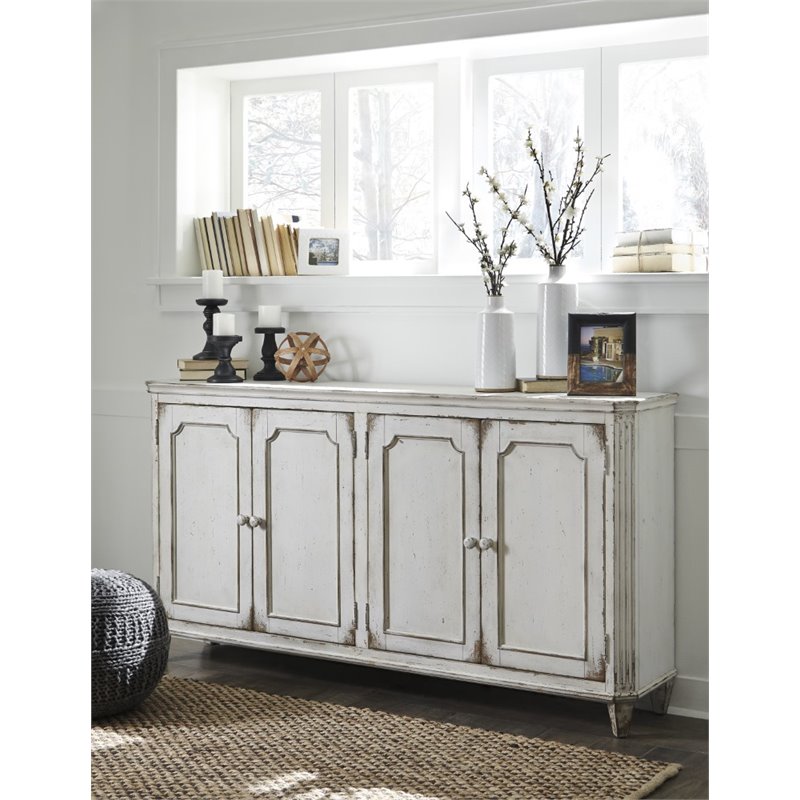 Ashley Furniture Mirimyn Engineered Wood Accent Cabinet in Antique White