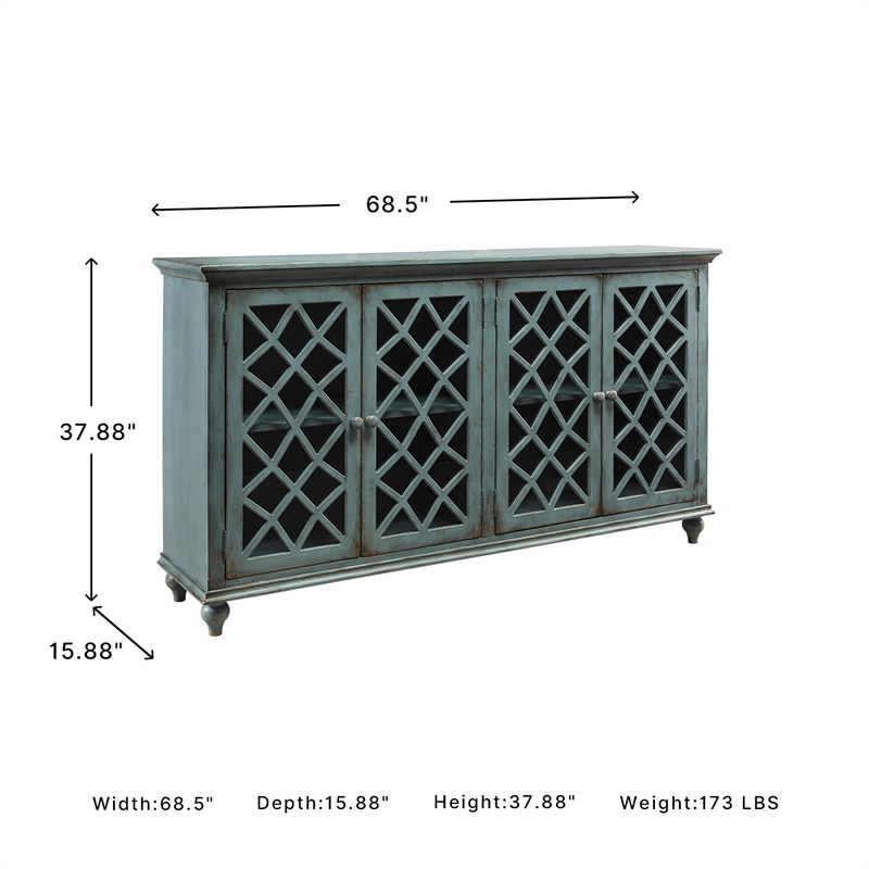 Ashley Furniture Mirimyn Engineered Wood Accent Cabinet in Antique Teal