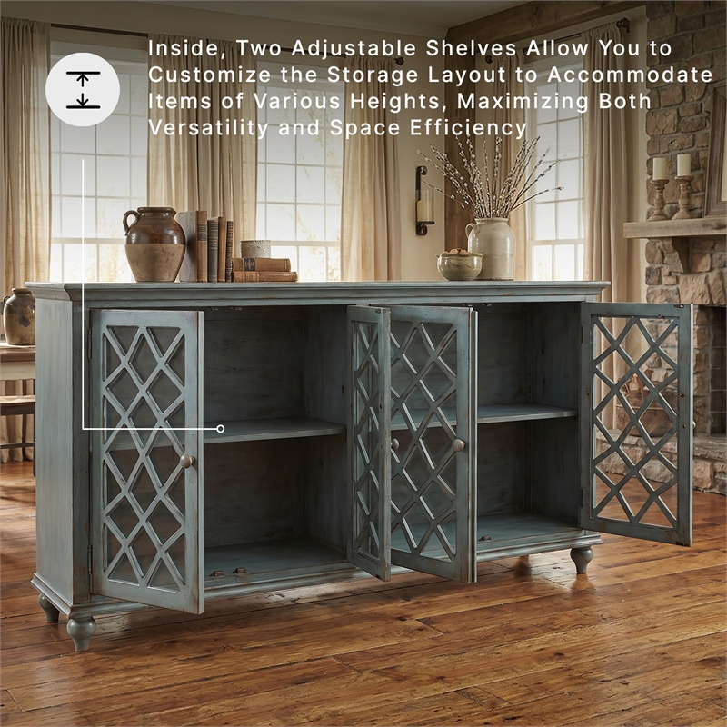 Ashley Furniture Mirimyn Engineered Wood Accent Cabinet in Antique Teal