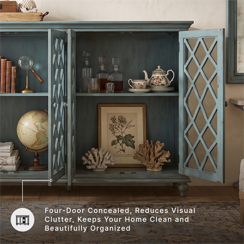 Ashley Furniture Mirimyn Engineered Wood Accent Cabinet in Antique Teal