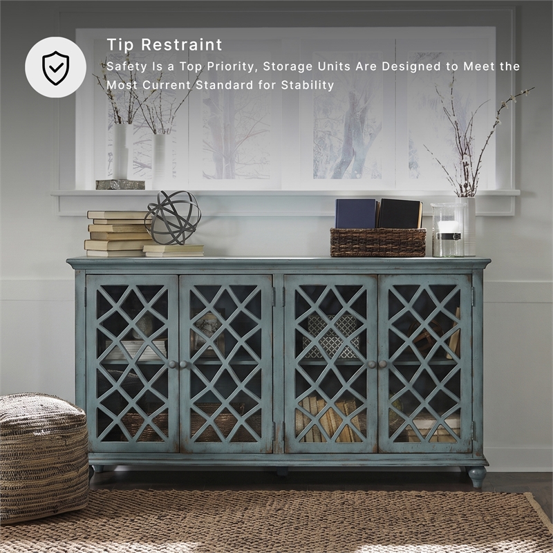 Ashley Furniture Mirimyn Engineered Wood Accent Cabinet in Antique Teal