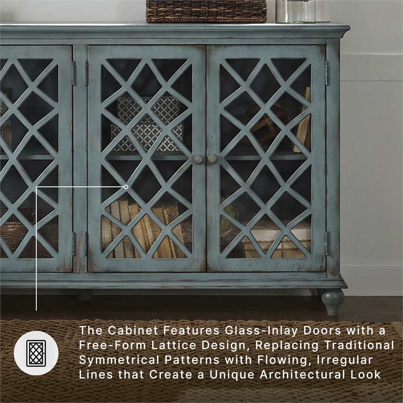 Ashley Furniture Mirimyn Engineered Wood Accent Cabinet in Antique Teal