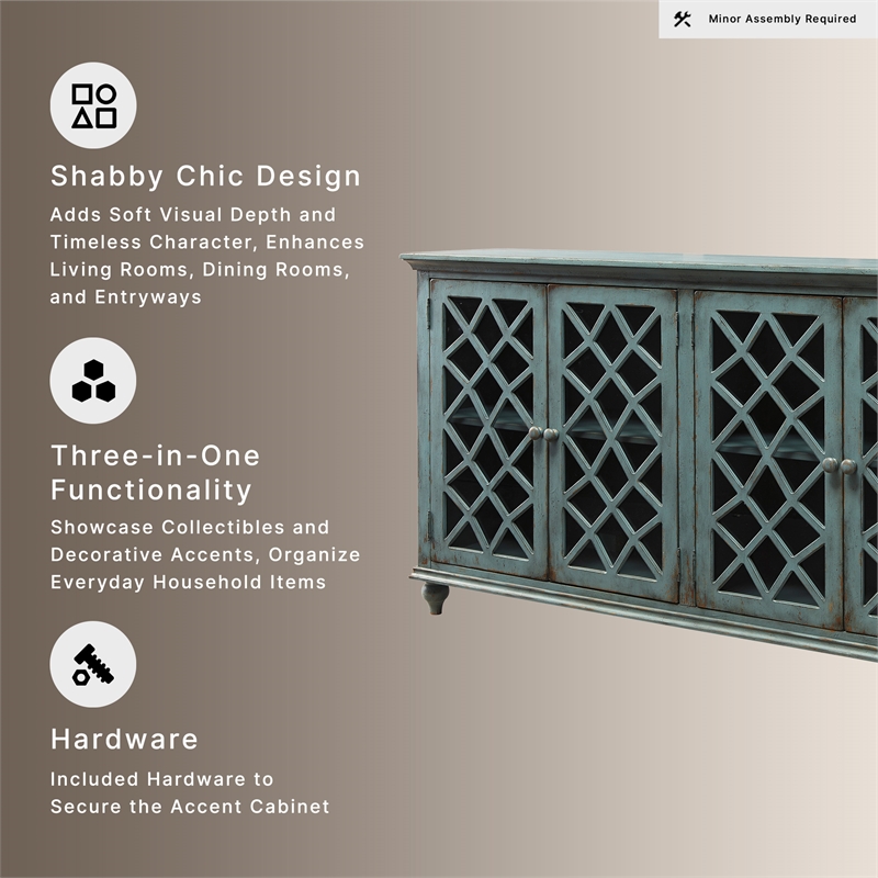 Ashley Furniture Mirimyn Engineered Wood Accent Cabinet in Antique Teal