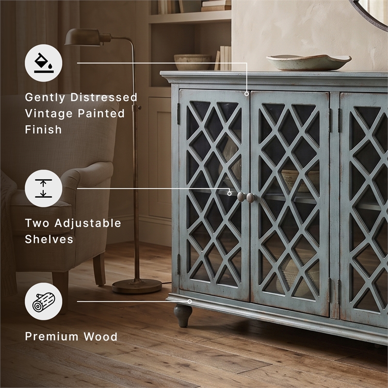 Ashley Furniture Mirimyn Engineered Wood Accent Cabinet in Antique Teal