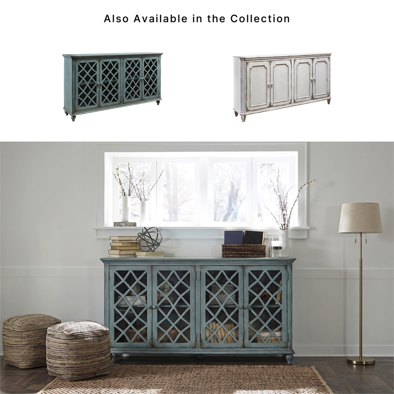 Ashley Furniture Mirimyn Engineered Wood Accent Cabinet in Antique Teal