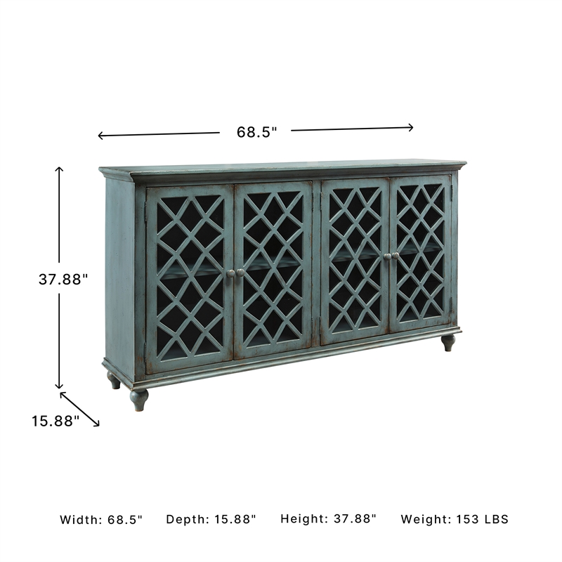 Ashley Furniture Mirimyn Engineered Wood Accent Cabinet in Antique Teal
